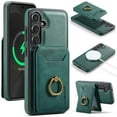 thumbnail image 1 of for Samsung Galaxy S25+ Wallet Case with Removable Card Holder, 360° Rotation Ring Kickstand RFID Blocking PU Leather Magnetic Clasp Shockproof Rugged Phone Case Cover for Women Men,Green, 1 of 10