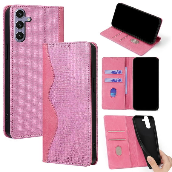 for Samsung Galaxy S25 Wallet Case, Women Girls PU Leather Flip Case [RFID Blocking] Credit Card Holder Folio Flip Magnetic Stand TPU Shockproof Protective Cover for Samsung Galaxy S25 - Pink