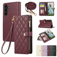 thumbnail image 1 of for Samsung Galaxy S25 Wallet Case with Zipper Pocket Card Holder & Crossbody Lanyard Strap & Wrist Strap, Flip Stand PU Leather Magnetic Folio Purse Case for Samsung Galaxy S25, Winered, 1 of 8