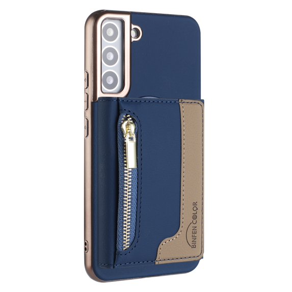 For Samsung Galaxy S25 Wallet Phone Case,Magnetic Detachable Back Flip Wallet,Back Flip Kickstand,With Zipper Pocket,PU Leather RFID Blocking Card Slots,Shockproof Rugged Phone Case,Darkblue