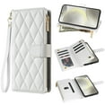 thumbnail image 1 of for Samsung Galaxy S25 Wallet case with Card Holder,Phone case RFID Blocking PU Leather Flip Shockproof Cover with Hand Strap Zipper Credit Card Holder Slots for Women Men,White, 1 of 7