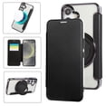 thumbnail image 1 of For Samsung Galaxy S26+ 5G Wallet Cell Cover, RFID Blocking, PU Leather,Compatible With MagSafe , With Flip Card Holder, Ultra Thin Electroplated Rotating Bracket Magneti Protective Cover,Black, 1 of 9