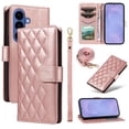 thumbnail image 1 of For Samsung Galaxy S26 5G Wallet Grid Texture Magnetic Flip Cover Card Holder & Bills Slot, Soft PU Leather Magnetic For Women Wallet Case With Detachable Shoulder Strap And Wrist Strap,Rose gold, 1 of 11