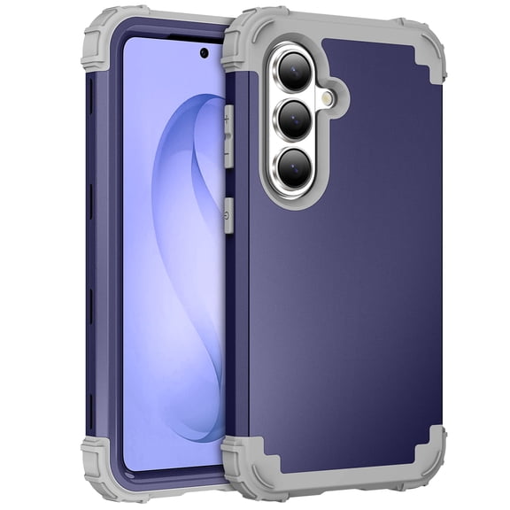 for Samsung Galaxy S26 Back Case, Phone Case Heavy Duty 2 in 1 Rugged Shockproof Protection Hybrid Hard PC Bumper Drop Protective Silicone for Girls Women Boys Men for S26, Darkblue