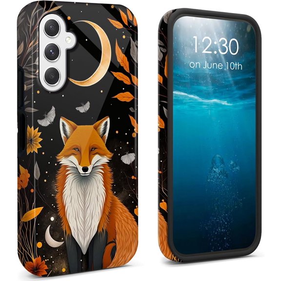 for Samsung Galaxy S26 Case 2026 Dual Layer Cover Hard PC + Soft TPU Black Shockproof Protective Phone Case for Samsung Galaxy S26 6.3 inch - Fox and Moon