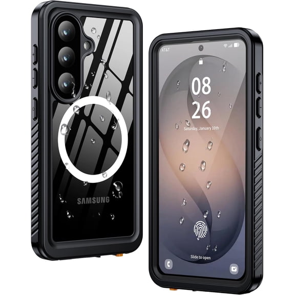 For Samsung Galaxy S26 Case Waterproof, Built-in Lens & Screen Protector, [Compatible with MagSafe] Shockproof Dropproof Dustproof Full Body Phone Case for S26 6.3"-Black/Clear