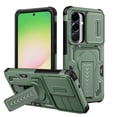 thumbnail image 1 of For Samsung Galaxy S26 Phone Case,WIth Invisible Kickstand,Sliding Camera Cover,Military Grade Protective Heavy Duty Protection Shockproof Anti-Scratch Rugged Durable Phone Case,Green, 1 of 11