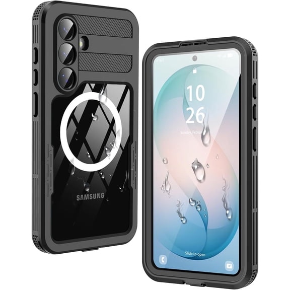 For Samsung Galaxy S26 Plus Case Waterproof,Built-in Lens & Screen Protector, Compatible with MagSafe,Shockproof Dropproof 360° Full Body Protection Phone Case for S26 Plus 6.7'' (Black)
