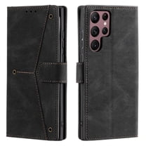 For Samsung Galaxy S26 Ultra 5G 6.9" Wallet Case Splicing Leather Magnetic Flip Cover with Card Slots, Kickstand, Anti-Drop TPU & Detachable Wrist Strap,Black,For Galaxy S26 Ultra 5G