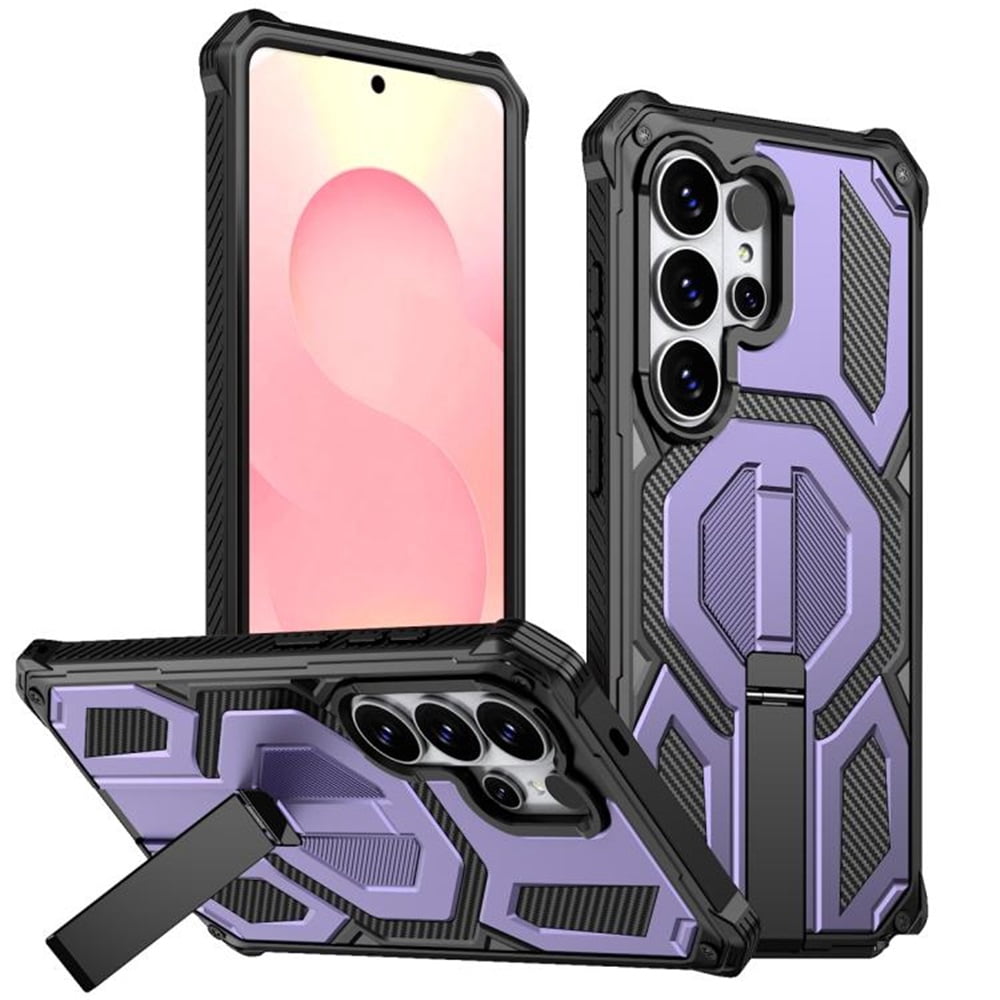 For Samsung Galaxy S26 Ultra 5G Case [Compatible With MagSafe], Hidden Metal Kickstand, Military-Grade Heavy Duty Case with Bumper Frame, 360° Full Body Shockproof Protection Cover,Purple