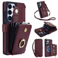 thumbnail image 1 of For Samsung Galaxy S26 Ultra 5G RFID Blocking Accordion Wallet Case Magnetic Flip Cover Multi-Card Slots With Ring Holder Detachable Shoulder Strap And Wrist Strap,Wine red,For Galaxy S26 Ultra 5G, 1 of 9