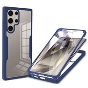 for Samsung Galaxy S26 Ultra Case with Built-in Screen Protector, Clear Shockproof Slim Full Body Protection Soft TPU Bumper Dual Layer Rugged Cover for Samsung S26 Ultra, Blue