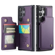 For Samsung Galaxy S26 Ultra Case with Card Holder, Wallet Case for Women Men with RFID Blocking, Durable Leather Kickstand Magnetic Clasp Shockproof Phone Case