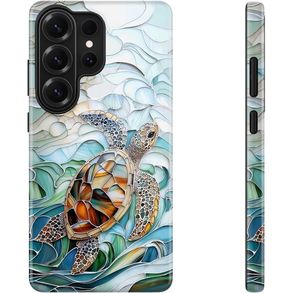 for Samsung Galaxy S26 Ultra Case Cute, Aesthetic Tortoise Shell Ocean Costal, Compatible with Magsafe, Trendy Unique Retro Turtle Magnetic Slim Shockproof Protective Phone Cover for Women Girl