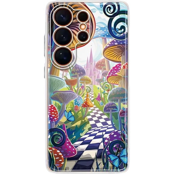 for Samsung Galaxy S26 Ultra Case, Cute Mushroom Case 6.9 in | Fairy Tale Design, Castle, Fantasy, Cartoon, Scenic, Landscape, Soft TPU Protective Compatible for Samsung Galaxy S26 Ultra