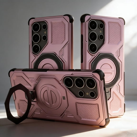 for Samsung Galaxy S26 Ultra Case with Invisible Ring Stand, Secure Ring Holder Grip, Phone Case Compatible with Mag-Safe, Durable Shockproof Rugged Cover for Samsung Galaxy S26 Ultra, Pink