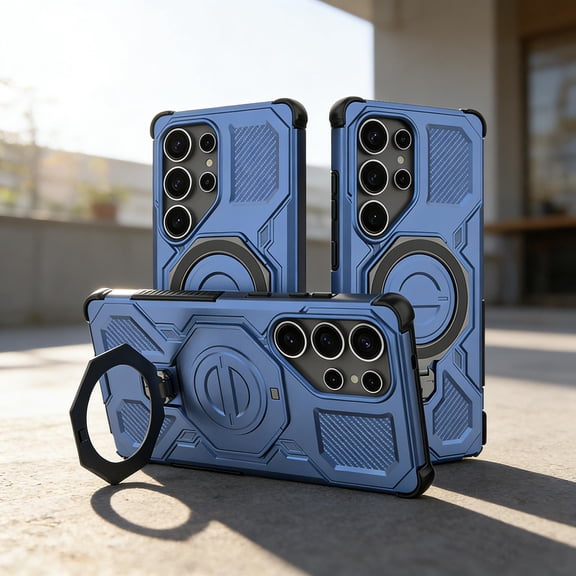 for Samsung Galaxy S26 Ultra Case with Invisible Ring Stand, Secure Ring Holder Grip, Phone Case Compatible with Mag-Safe, Durable Shockproof Rugged Cover for Samsung Galaxy S26 Ultra, Blue