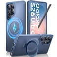 thumbnail image 1 of Samsung Galaxy S26 Ultra Case with Ring Kickstand - MagSafe Compatible, Translucent Matte Slim Shockproof Cover, Military Grade Drop Protection - Blue, 1 of 8