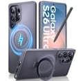 thumbnail image 1 of Samsung Galaxy S26 Ultra Case with Ring Kickstand - MagSafe Compatible, Translucent Matte Slim Shockproof Cover, Military Grade Drop Protection - Grey, 1 of 8