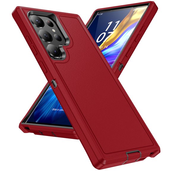 for Samsung Galaxy S26 Ultra Phone Case, Hybrid Hard PC Back + Silicone EVA Shockproof Protective Dustproof Non-Slip Heavy Duty Rugged Phone Case Cover for Samsung Galaxy S26 Ultra, Red