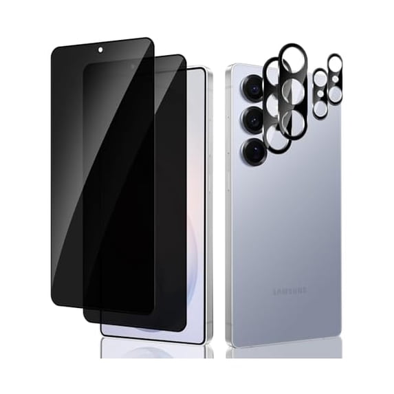 for Samsung Galaxy S26 Ultra Privacy Screen Protector, 2 Pack Tempered Glass Screen Protector Anti-Spy Film Support Fingerprint + 2 Pack Camera Lens Protector for Galaxy S26 Ultra 5G