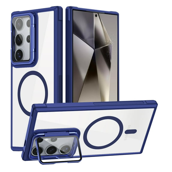 for Samsung Galaxy S26 Ultra Stand Case, Full Body Camera Lens Protector Clear Cover Compatible with Mag-Safe, Shockproof Protection Magnetic Phone Case for Samsung Galaxy S26 Ultra, Blue