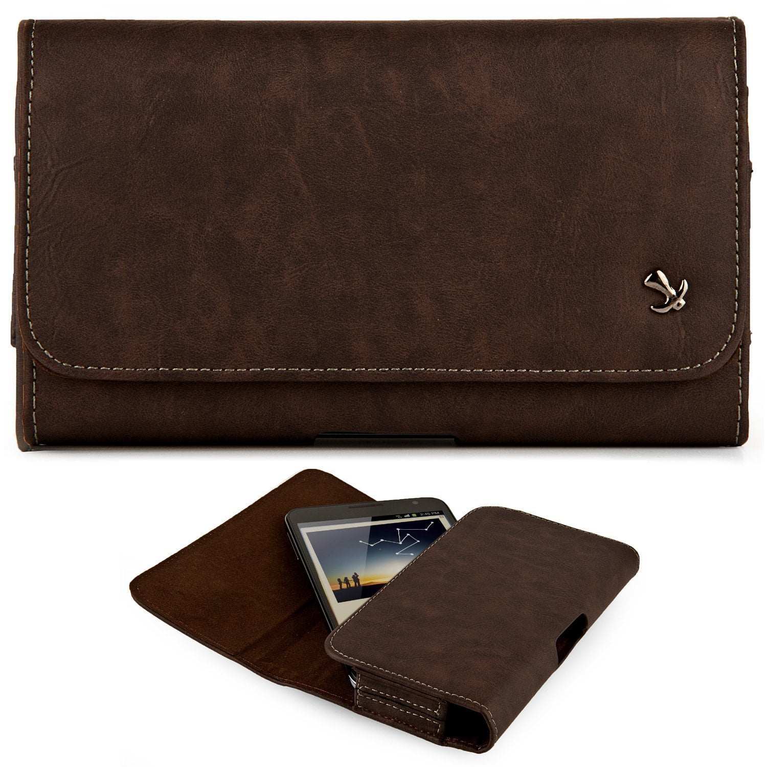 Samsung Galaxy S5 Horizontal Leather Pouch Case Holster Belt Clip Brown Walmart