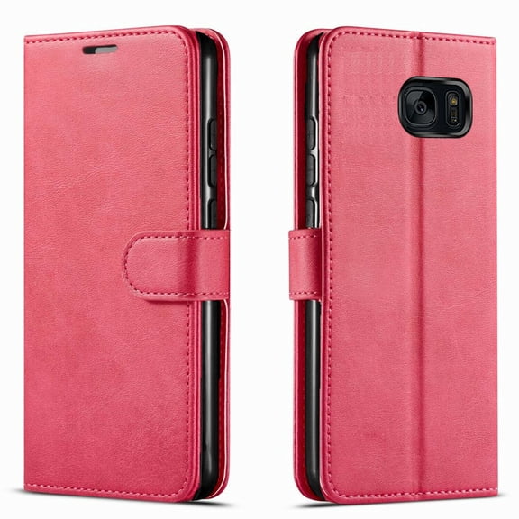 Samsung Galaxy S7 Case, [NOT FIT Samsung S7 Edge/ Samsung S7 Active Phone], Included [Tempered Glass Screen Protector], Starshop Premium Leather Wallet Pocket Credit Card Slots-Pink