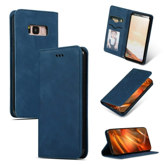 Samsung Galaxy S8 Case, Dteck Smooth PU Leather Flip Folio Wallet Card Slots Case Cover Stand Feature & Magnetic Closure For Samsung Galaxy S8 , Blue