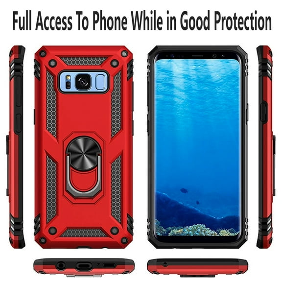 Samsung Galaxy S8 Case,  STARSHOP Drop Protection Ring Kickstand Cover- Red