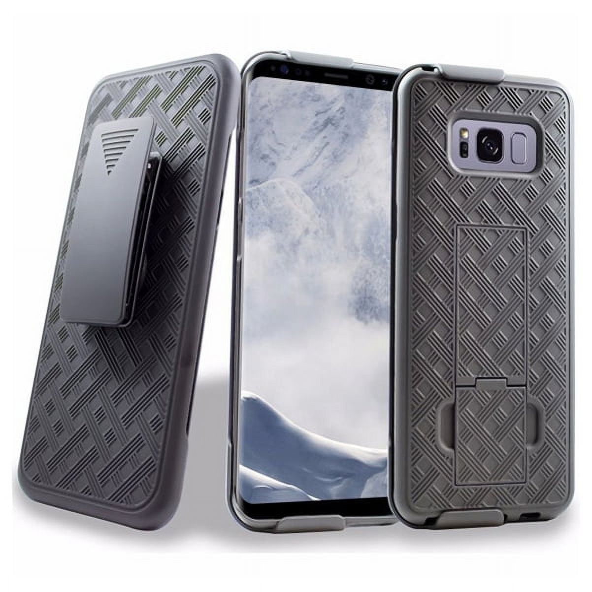 Samsung Galaxy S8+ Compatible Combo Shell Case w Kick-stand Swivel Belt ...