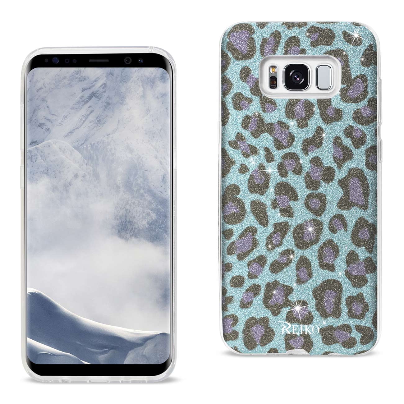 Samsung Galaxy S8 Edge/ S8 Plus Shine Glitter Shimmer Leopard Hybrid Case In Blue