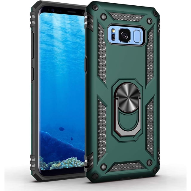 Samsung Galaxy S8 Phone Case, Extreme Protection Military Armor Dual Layer Protective Ring ...