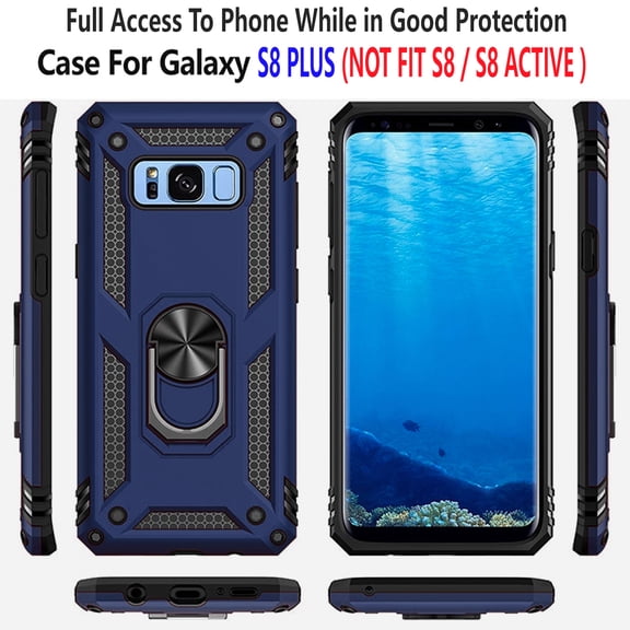 Samsung Galaxy S8 Plus Case, STARSHOP Drop Protection Ring Kickstand Cover- Ink Blue