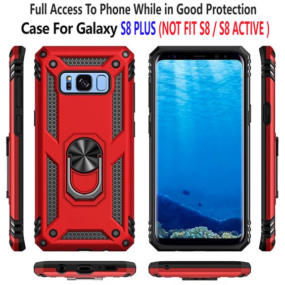 Samsung Galaxy S8 Plus Case,  STARSHOP Drop Protection Ring Kickstand Cover- Red