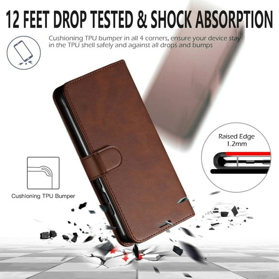 Samsung Galaxy S8 Plus Case, Starshop Premium Leather Wallet Pocket Credit Card Slots-Brown