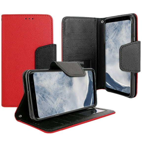 Samsung Galaxy S8 Plus / G955 Magnetic flap Streak Leather Wallet Pouch Case Cover