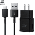 thumbnail image 1 of For Samsung Galaxy S8 S9 S10 Plus Note 8 9 Adaptive Fast Charger Type-C USB Cable Kit! [1 Home Charger + Type-C USB Cable] Adaptive Fast Charging uses dual voltages for up to 50% faster-charging Black, 1 of 9