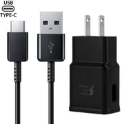 لـ samsung galaxy s8 s9 s10 plus note 8 9 شاحن سريع قابل للتكيف من نوع c USB cable kit! [1 شاحن المنزل + كابل USB من النوع c] يستخدم الشحن السريع التكيفي جهدًا مزدوجًا حتى 50٪ أسود شحن أسرع