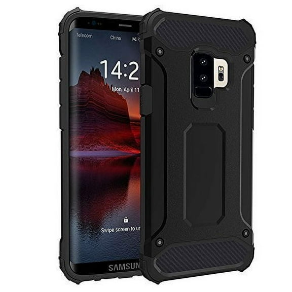 Samsung Galaxy S9, Full-body Rugged Case - Slim Design, Dual layer, Shock & Drop Resistant with Polycarbonate Hard Shell and Flexible TPU bumpers - Black