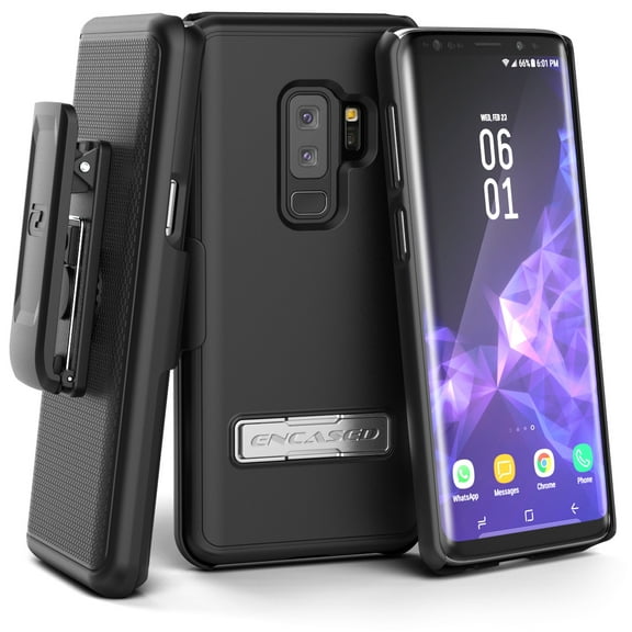 Samsung Galaxy S9 Plus Belt Clip Holster - Slim Combo Case design with Reinforced Alloy Kickstand (Slimline Series)