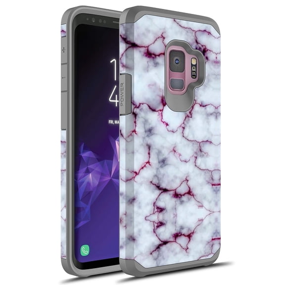 Samsung Galaxy S9 Plus Case, Rosebono Slim Hybrid Shockproof Hard Cover Graphic Fashion Colorful Skin Cover Armor Case for Samsung Galaxy S9 Plus (Purple Marble)