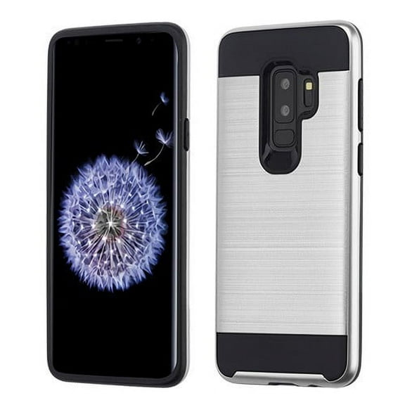 For Samsung Galaxy S9 Plus - Phone Case Shockproof Hybrid Rubber Rugged Case Cover Brushed Silver