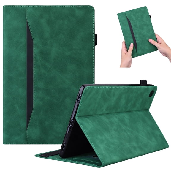 For Samsung Galaxy for Samsung Galaxy Tab A 8.0" 2019 (SM-T290/T295/T297), Premium PU Leather Business Folio Stand Cover with Outside Pocket / Inner Card Slots Case with S Pen Slot,Green