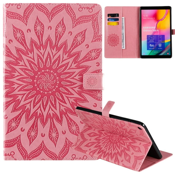 Samsung Galaxy Tab A 10.1 2019 Case, Galaxy Tab A 10.1 Inch 2019 Model SM-T510/SM-T515 Case, Dteck Multi-Angle Viewing Protective PU Leather Folio Cover with Built-in Card Slots, Pink