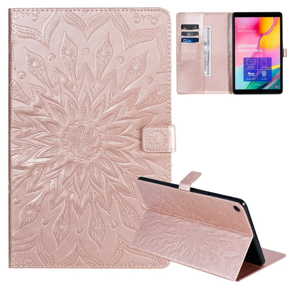 Samsung Galaxy Tab A 10.1 2019 Case, Galaxy Tab A 10.1 Inch 2019 Model SM-T510/SM-T515 Case, Dteck Multi-Angle Viewing Protective PU Leather Folio Cover with Built-in Card Slots, Rosegold