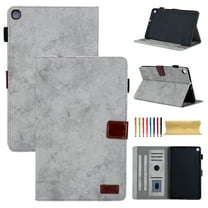For Samsung Galaxy Tab A 10.1 inch 2016 Release, SM-T580 T585 T587 Case,Retro Card Slot Cover with Pencil Holder,Multi-Angle Viewing Stand,Pocket Folio Leather Case,Gray