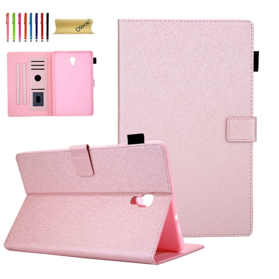 Samsung Galaxy Tab A 10.5 inch 2018 Tablet Case Cover, Pure Color PU Leather Wallet Case For Samsung SM-T590 T595 T597 Built-in Card Slots, Multiple Angles Viewing, Magnetic Closure, Rosegold