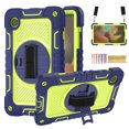 thumbnail image 1 of for Samsung Galaxy Tab A 8.4 2020 Model SM-T307,360 Degree Rotation Kickstand Handle Wrist Strap Armor Heavy Duty Rugged Multi-Functional Cover with Adjustable Shoulder Strap,Navy+Green, 1 of 8