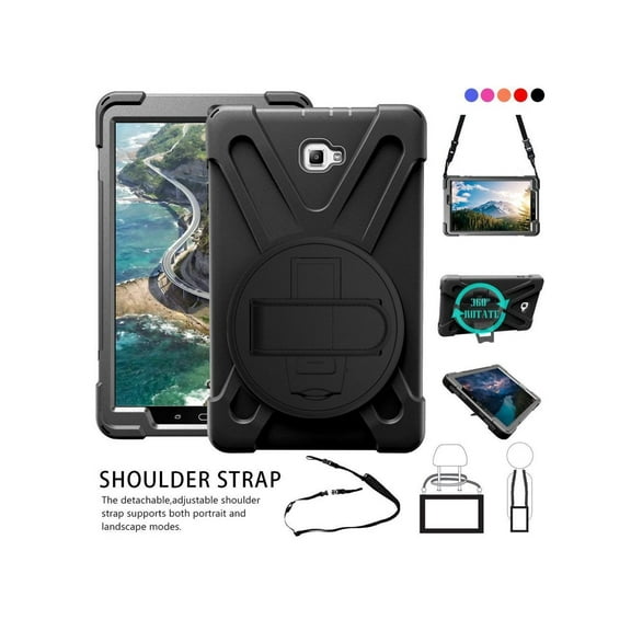 Samsung Galaxy Tab A 10.1 inch 2016 Case Model SM-T580 T585 T587 Protective Cover with Hand Grip Shoulder Strap & 360 Degree Stand